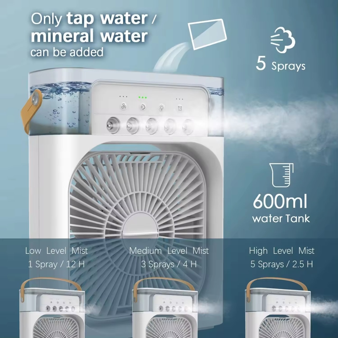 7 Color LED Mini Air Cooler with Humidifier & Perfume Dispenser